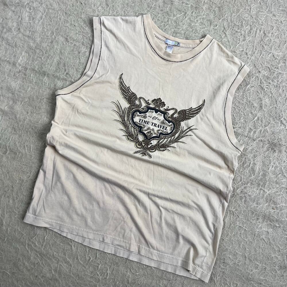 Y2K Division E “Time Travel” Graphic Muscle Tank – Size L